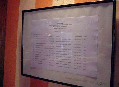 Aufbau / Hängung der Ausstellung: der öffentliche Raum im öffentlichen Raum part 1 im Kulturzentrum Lagerhaus im Viertel in Bremen 6. August 2010 bis 2. September 2010. Liste der ausgestellten Bilder.