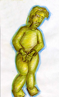 Connector, Farbentwurf, Buntstift auf Papier von Siko Ortner, 29cm X 21cm, 2005.