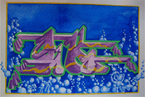 Siko style 1021, Farbentwurf, Guache auf Aquarellpapier von Siko Ortner, 17cm X 23cm, Juli 2005.