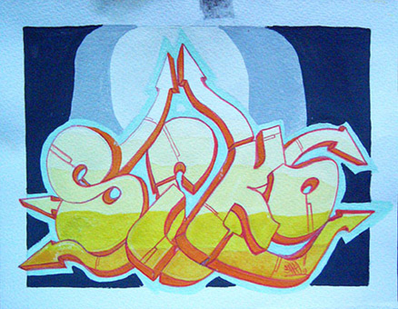 Siko style 1022, Farbentwurf, Guache auf Aquarellpapier von Siko Ortner, 17cm X 23cm, Juli 2005.