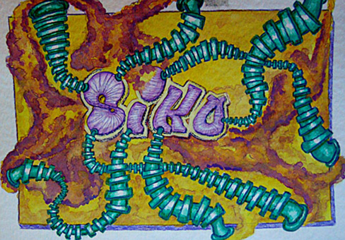 Siko style 1024, Farbentwurf, Guache auf Aquarellpapier von Siko Ortner, 17cm X 23cm, Juli 2005.