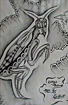 Animals revenge, Detail, Zeichnung von Siko Ortner, Bleistift auf Papier, 31cm X 42cm, 1989.