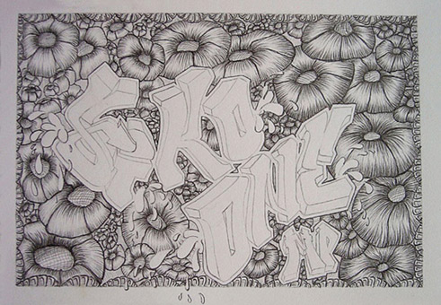 Siko one MP, Zeichnung von Siko Ortner, Bleistift auf Papier, 16cm X 23cm, 2004.
