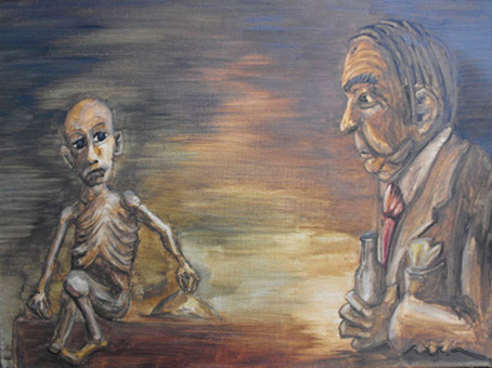 Mensch und Mensch, Öl auf Leinwand von Siko Ortner, 30cm X 40cm, August 2005.